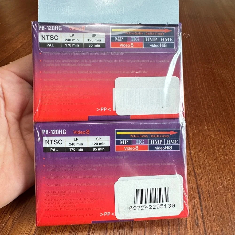 Sony Video 8 HG 120 High Grade 8mm Blank Cassette Tapes 2-Pack P6-120HG Sealed